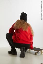 Casual Woman White Kneeling poses - ALL Slim Kneeling poses - on one knee long blond Standard Photoshoot  Academic